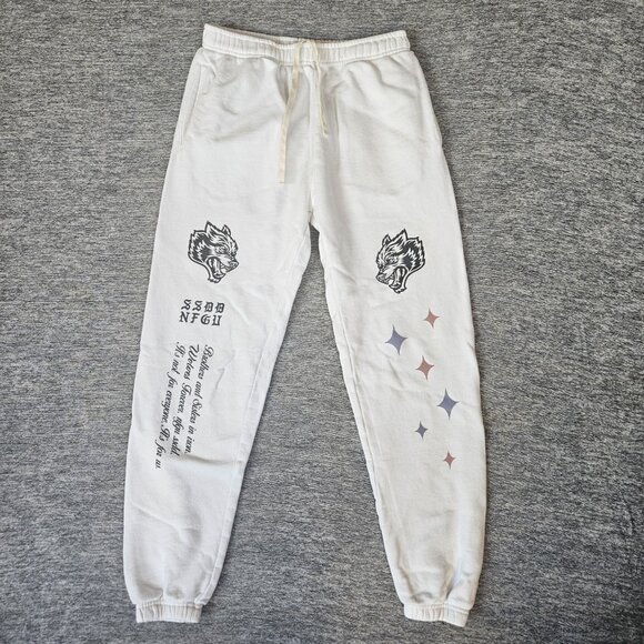 Darc Sport She Wolves White Fleece Sweatpants Jogger Women's Small 79 Of 500 - Picture 1 of 12